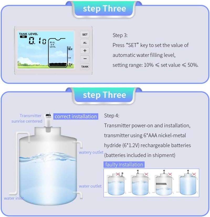 VISLONE Ultrasonic Water Level Monitor Tank Liquid Level High/Low Alarm Solar Powered Water Level Sensor Water Level Indicator Gauge IP65 Waterproof - Image 5
